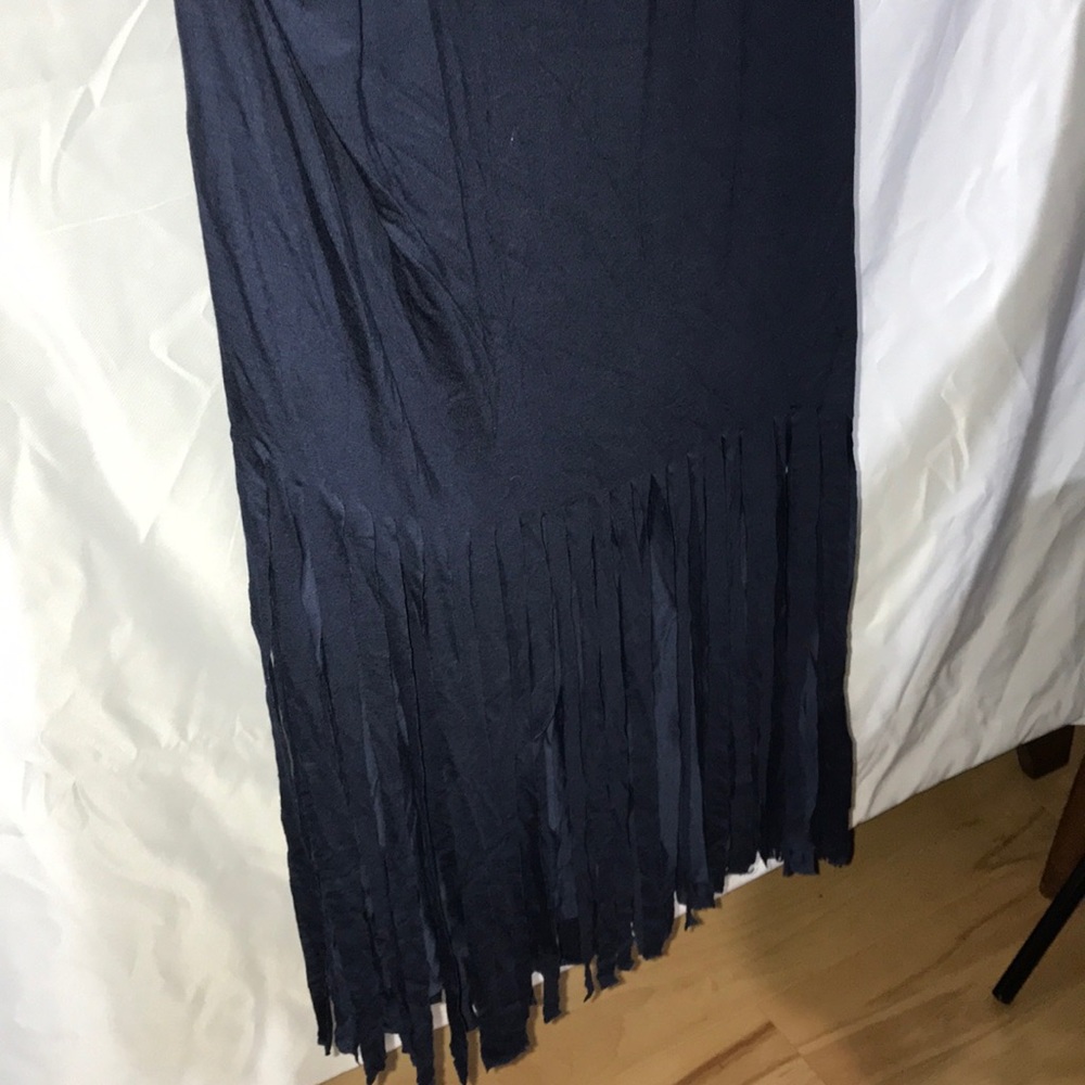Size M - INC Fringed Navy Blue Pencil Skirt - Picture 2 of 4
